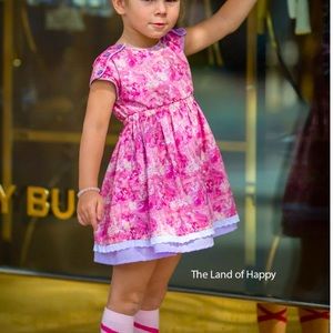 Bijou Sauvage Clothier “The Land Of Happy” Pink and Lavender Girls Dress Size 8